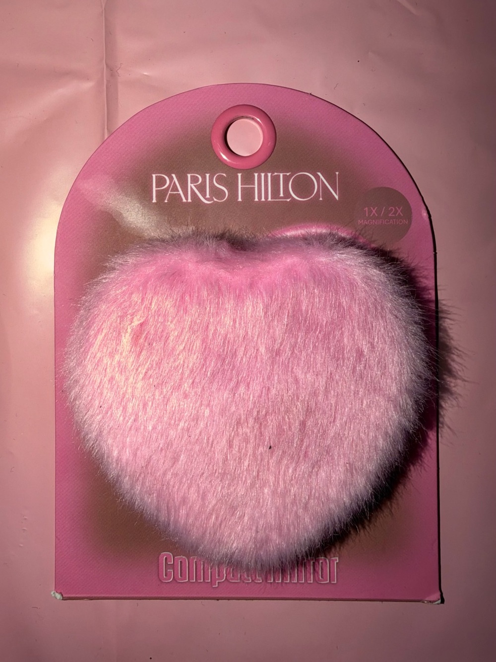 Paris Hilton Pink Heart Plush Compact Mirror